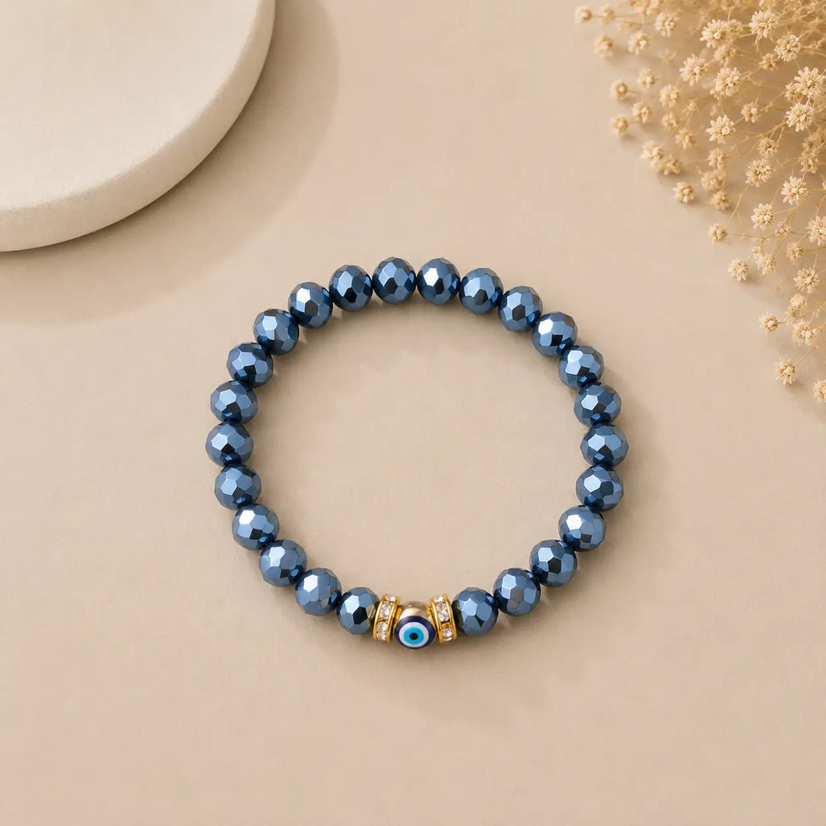 Faceted Evil Eye Stretch Bracelet – Set of 10