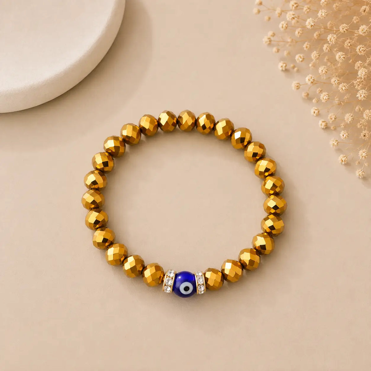 Faceted Evil Eye Stretch Bracelet – Set of 10