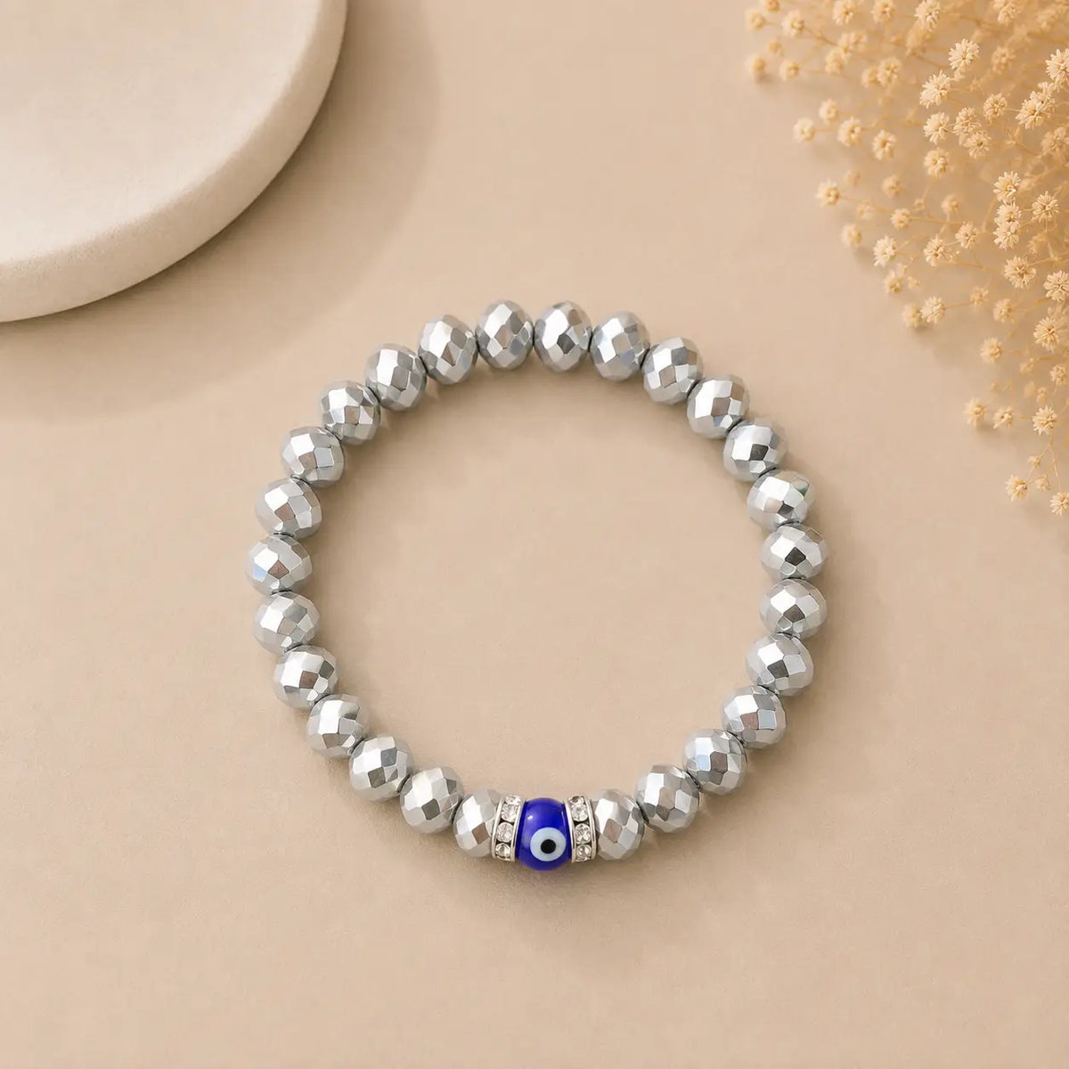Faceted Evil Eye Stretch Bracelet – Set of 10