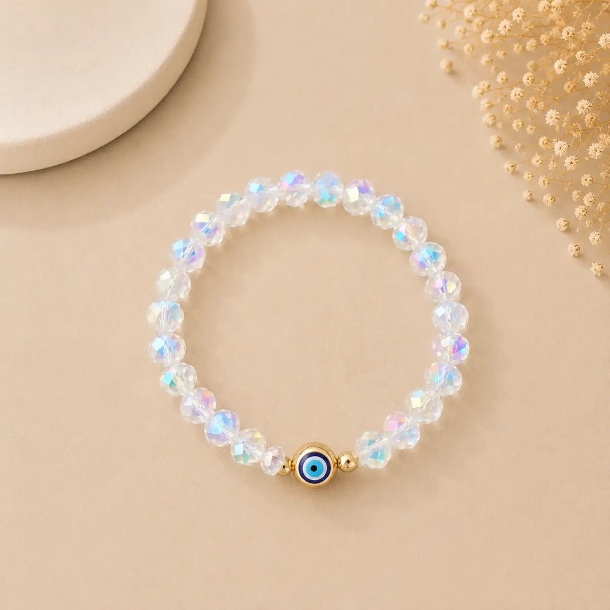 Faceted Evil Eye Stretch Bracelet – Set of 10