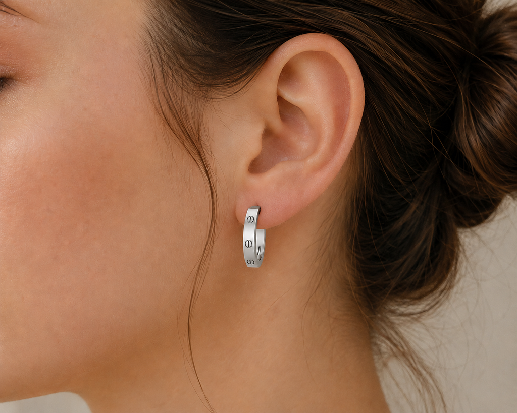 4mm - LOVE Inspired Screw Hoop Earring – Stainless Steel