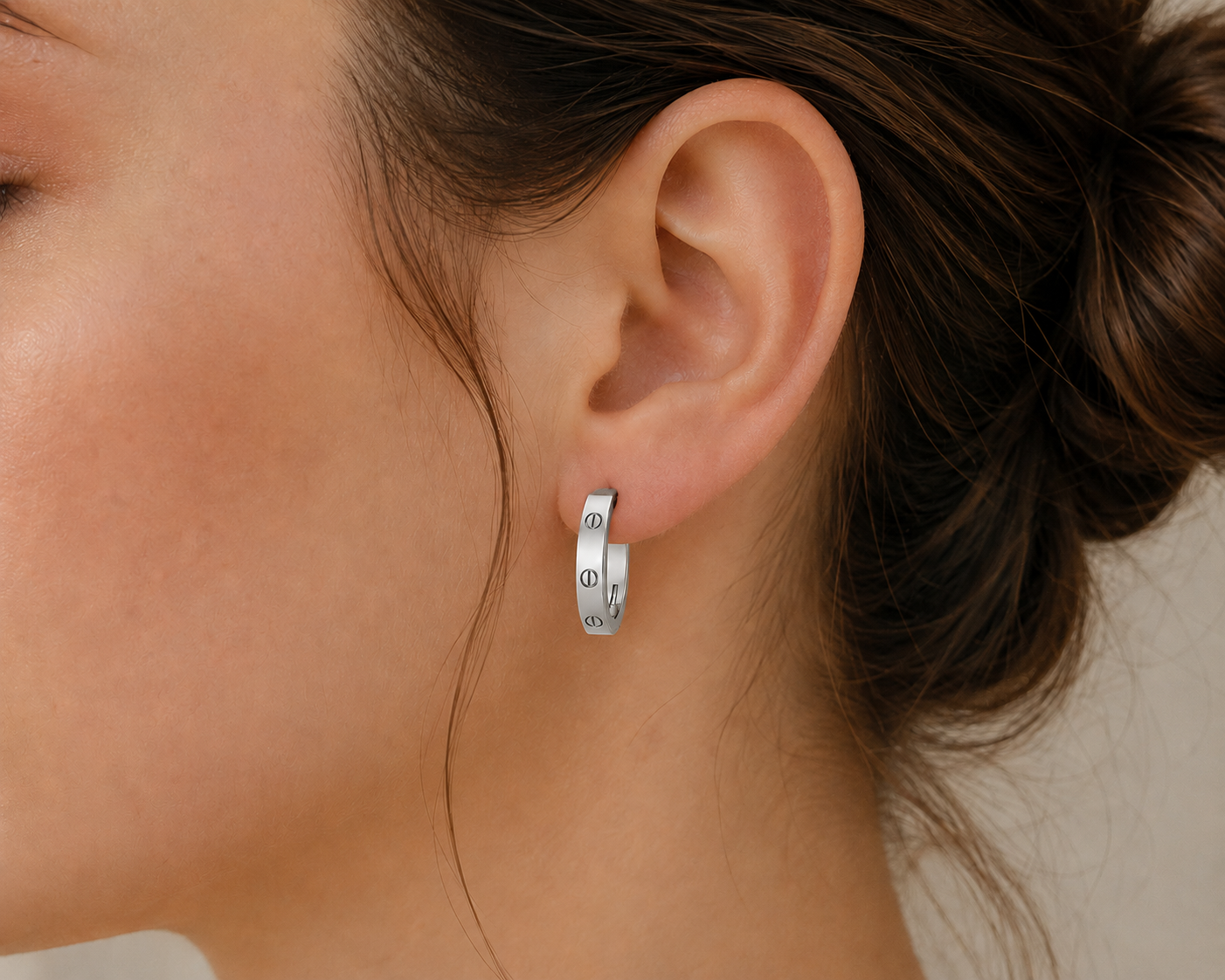 4mm - LOVE Inspired Screw Hoop Earring – Stainless Steel
