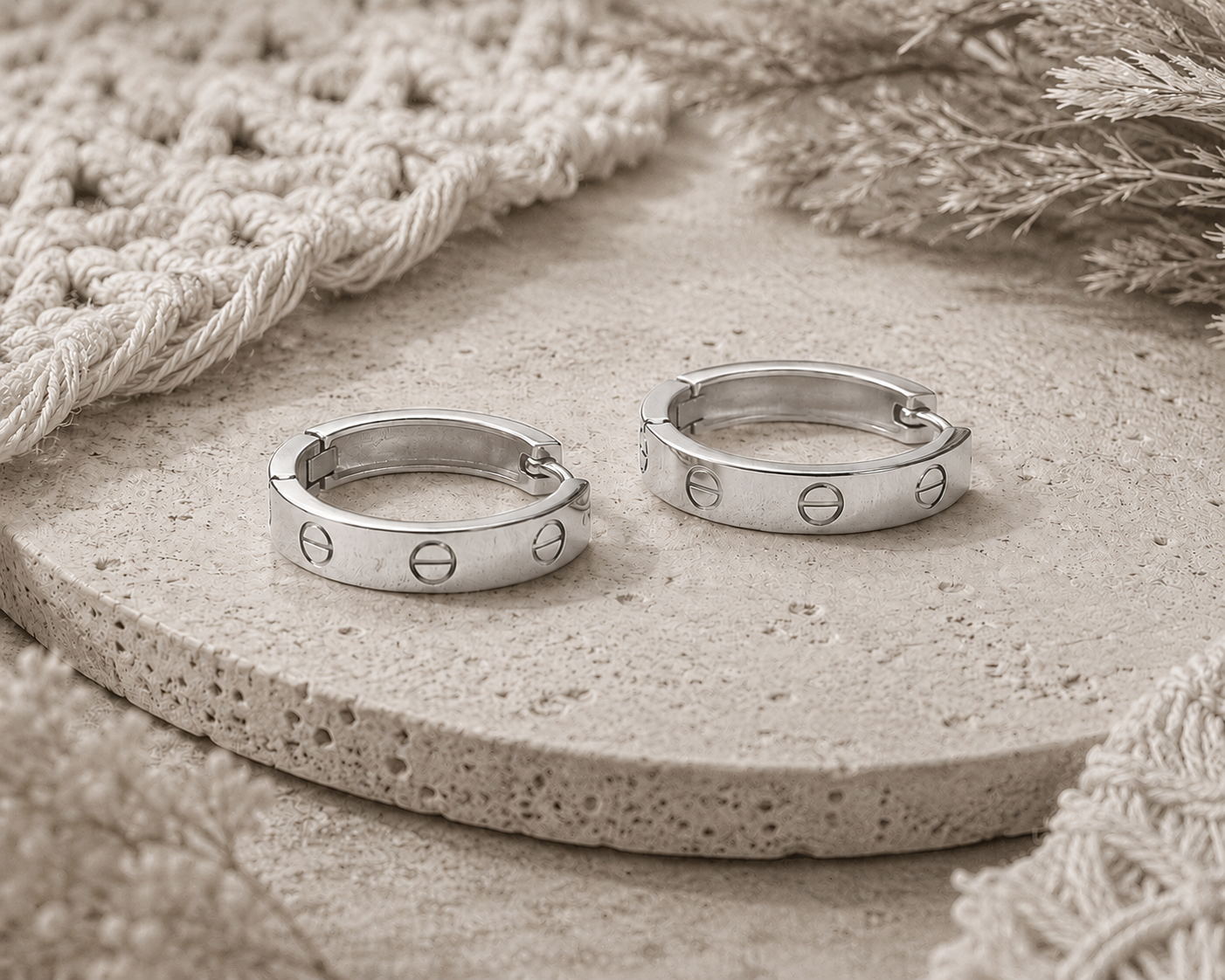 6mm - LOVE Inspired Screw Hoop Earrings –Stainless Steel