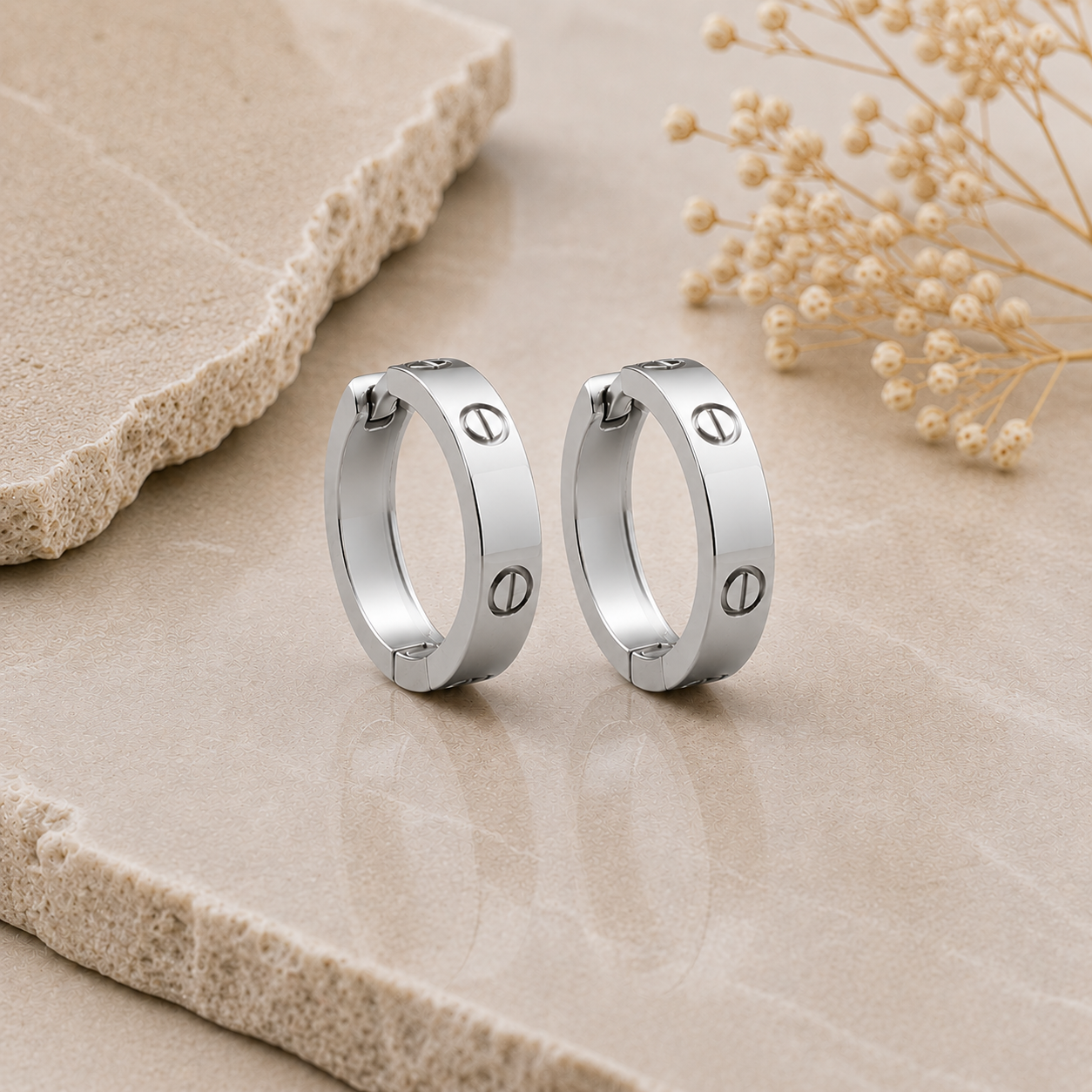 6mm–Mini LOVE Inspired Screw Hoop Earrings–Stainless Steel