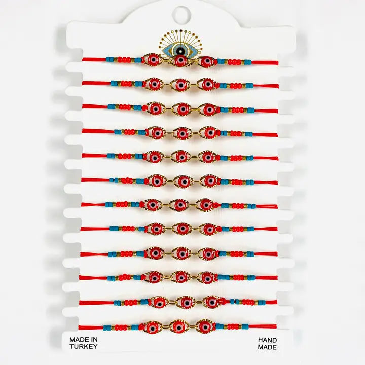 Three Stone Golden Frame Evileye Bracelet Set