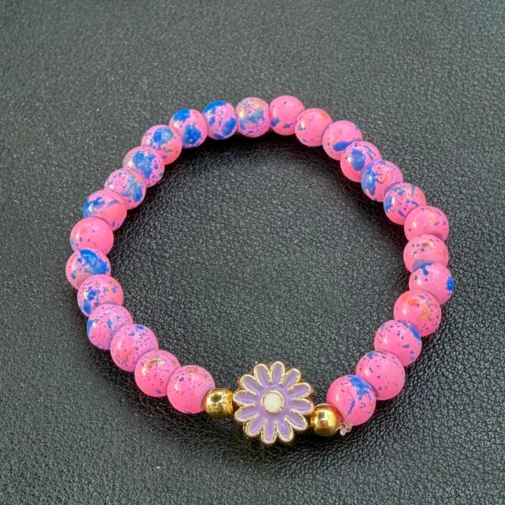 Stretchy Beaded Flower Charm Bracelets – Teen / Petite Fit 
