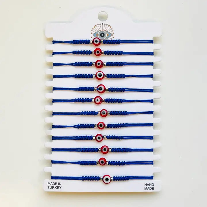 Red Stone Evileye Half Rope Bracelet Set