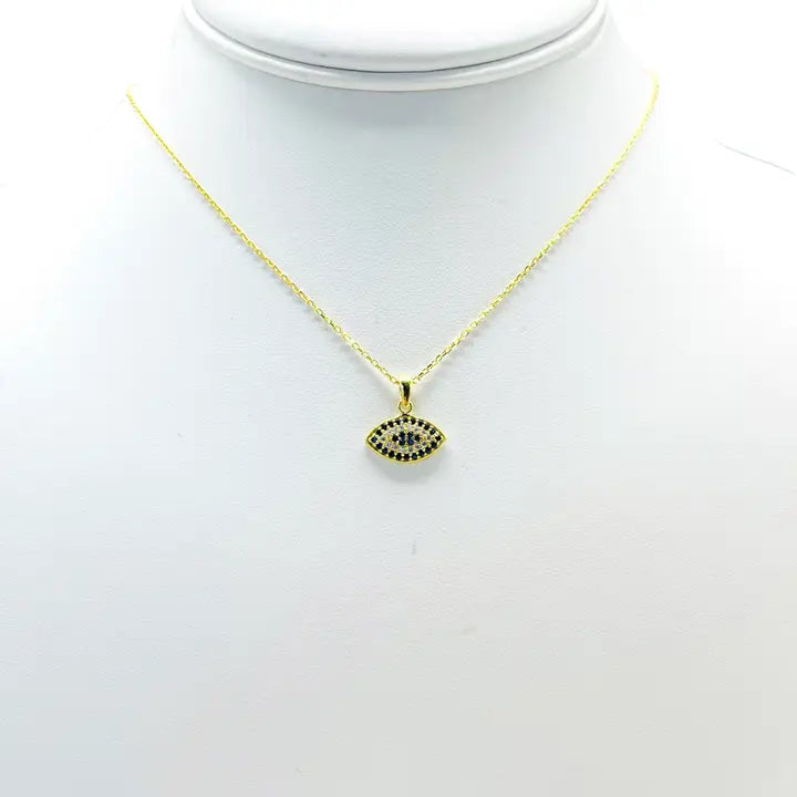925 Sterling Silver Evil Eye Oval Necklace