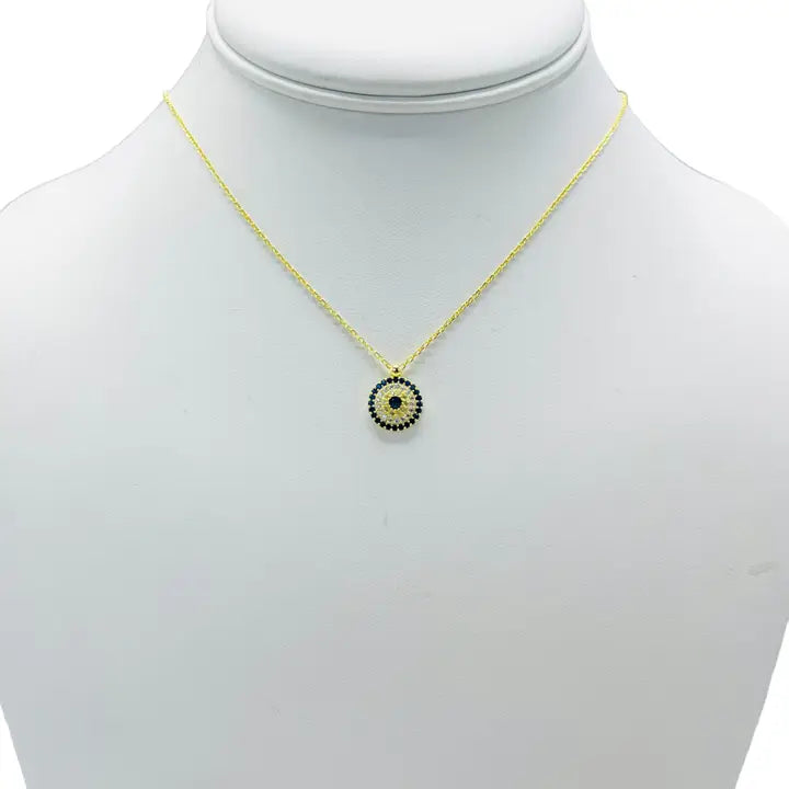 925 Sterling Silver -  Evil Eye Round Necklace