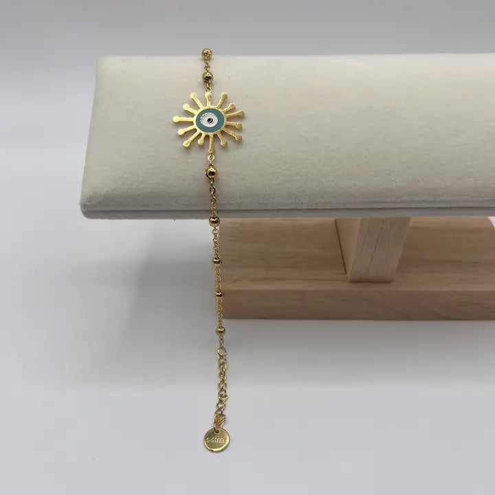 Stainless Steel Evil Eye Bracelet | Charm | Gold