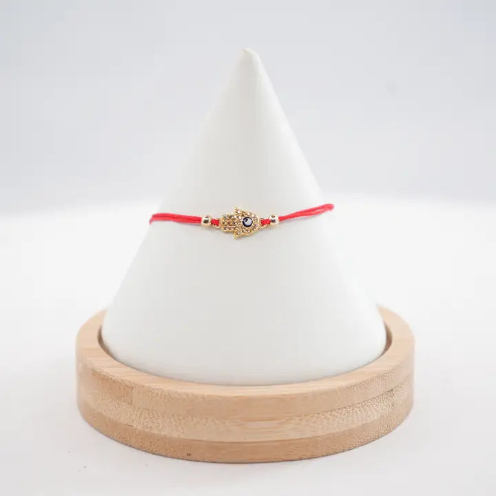 Hamsa Evil Eye String CZ Stone Evil Eye Bracelet