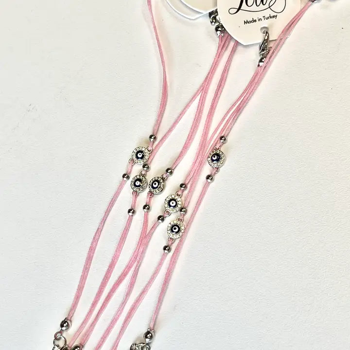 Evileye String CZ Stone Round  Bracelet