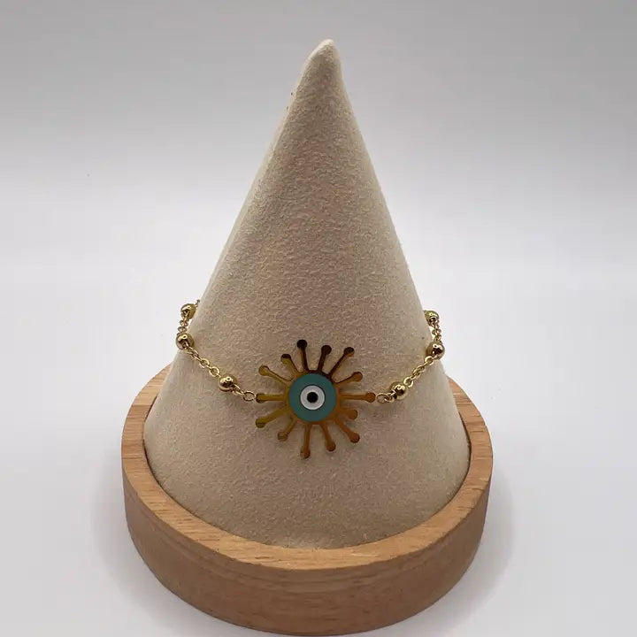 Stainless Steel Evil Eye Bracelet | Charm | Gold