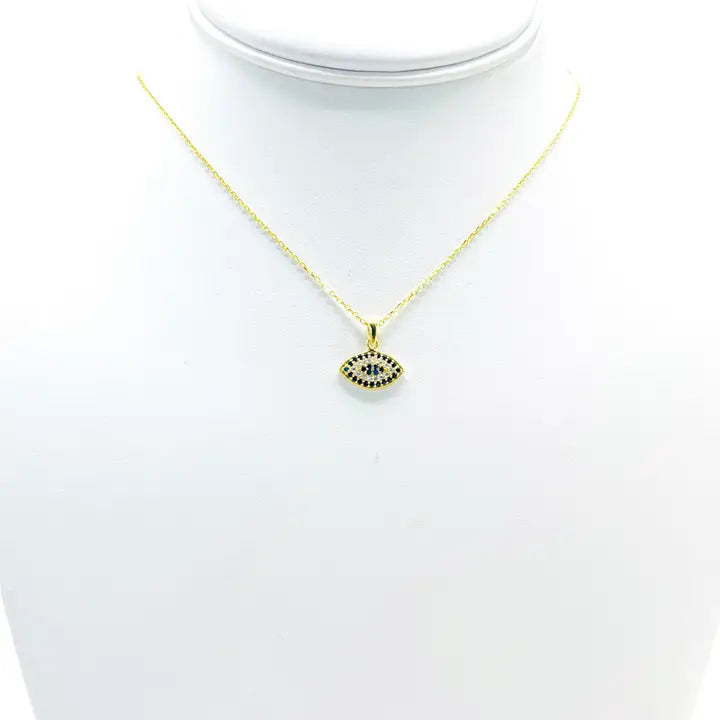 925 Sterling Silver Evil Eye Oval Necklace