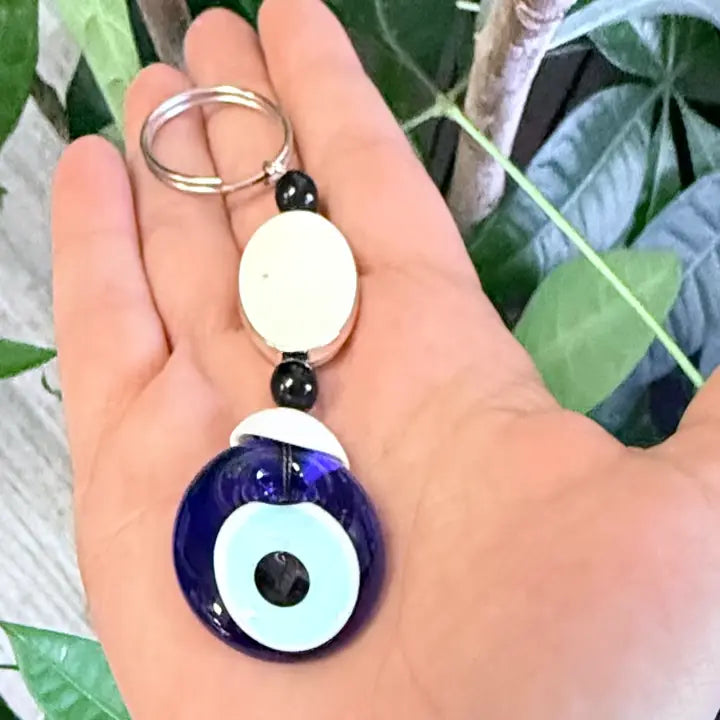 Blue Evil Eye Keychain – Handmade Glass Protection Charm