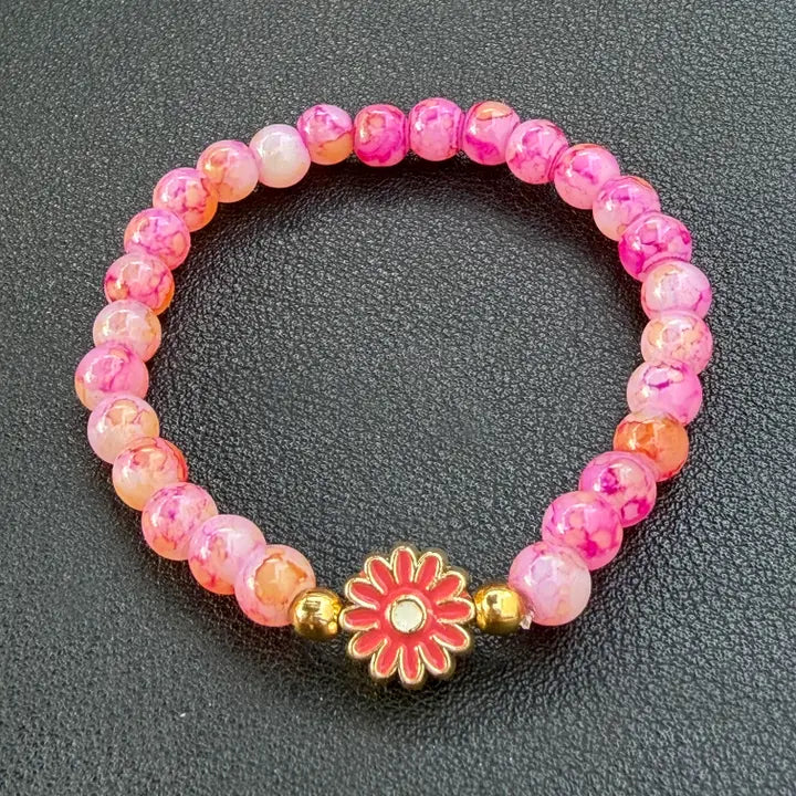 Stretchy Beaded Flower Charm Bracelets – Teen / Petite Fit 
