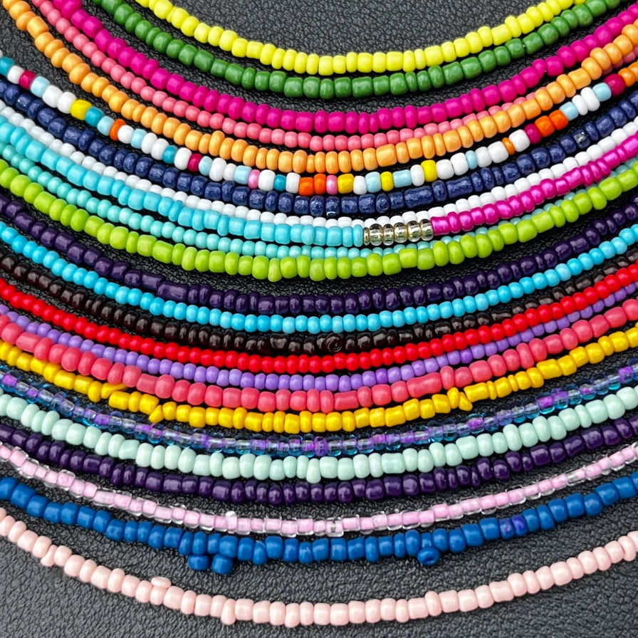 Boho Beaded Necklace Set of 24 | Multicolor Layering Jewelry
