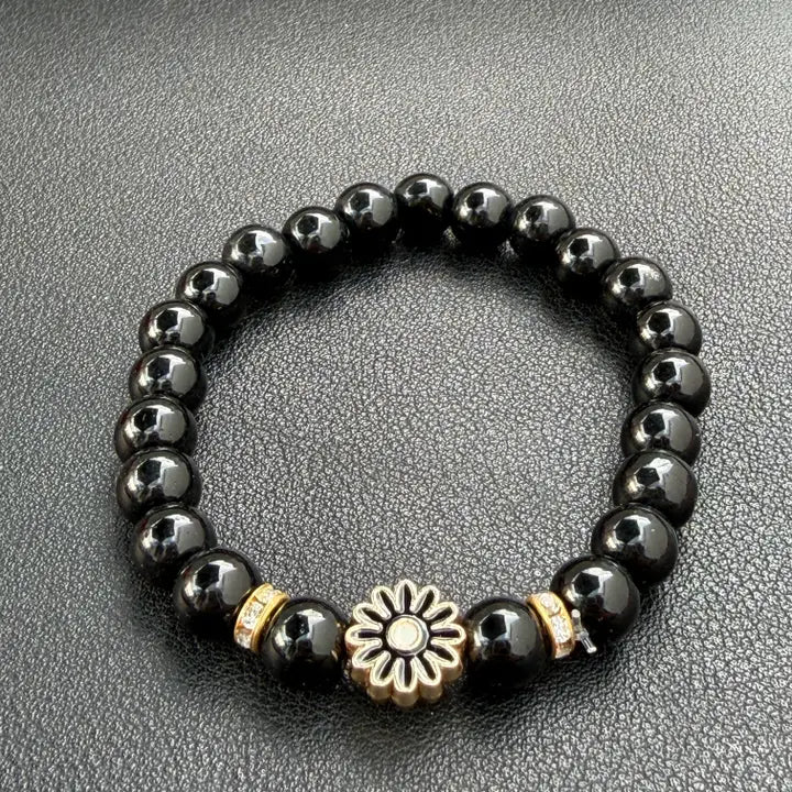 Stretchy Beaded Flower Charm Bracelets – 7 Color Mix Set