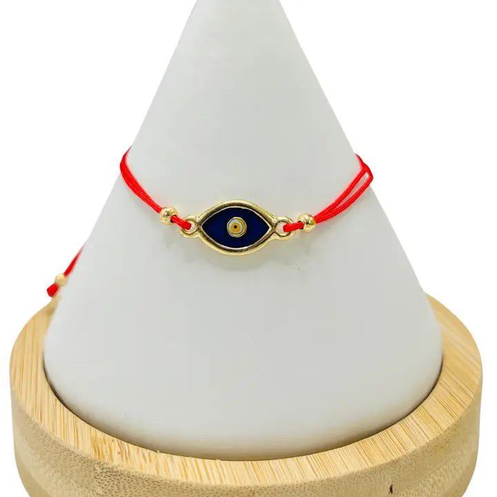 Gold Plated Navy Oval Evileye Bracelet