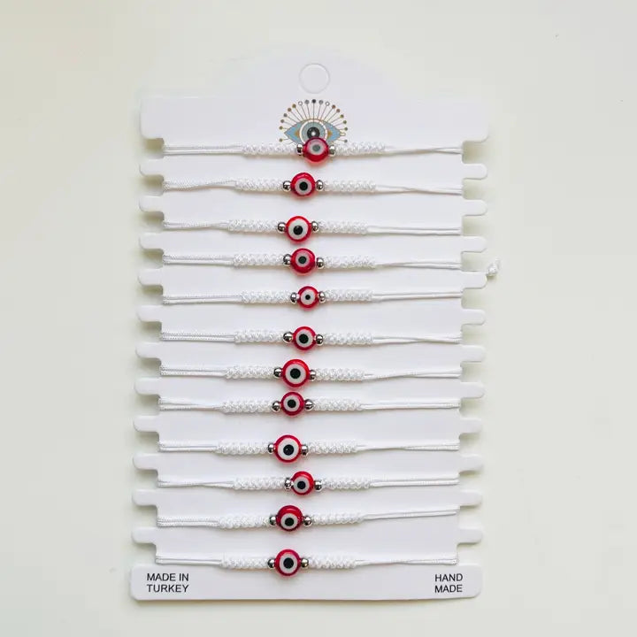 Red Stone Evileye Half Rope Bracelet Set