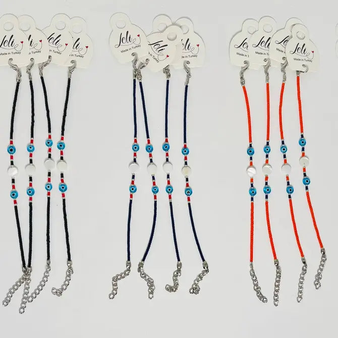 Beaded Evil Eye Sandstone Link Chain Bracelet