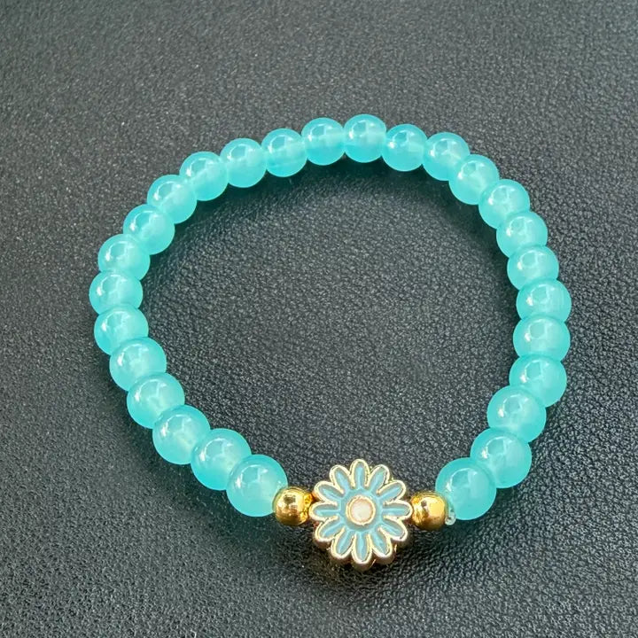 Stretchy Beaded Flower Charm Bracelets – Teen / Petite Fit 