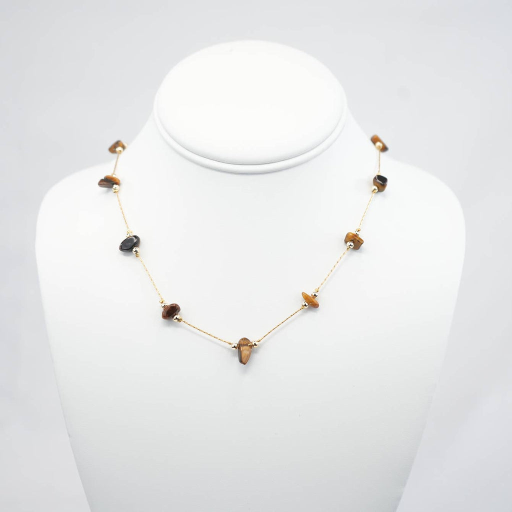 Handmade Necklace with Brown Natural Beads - 6 mm