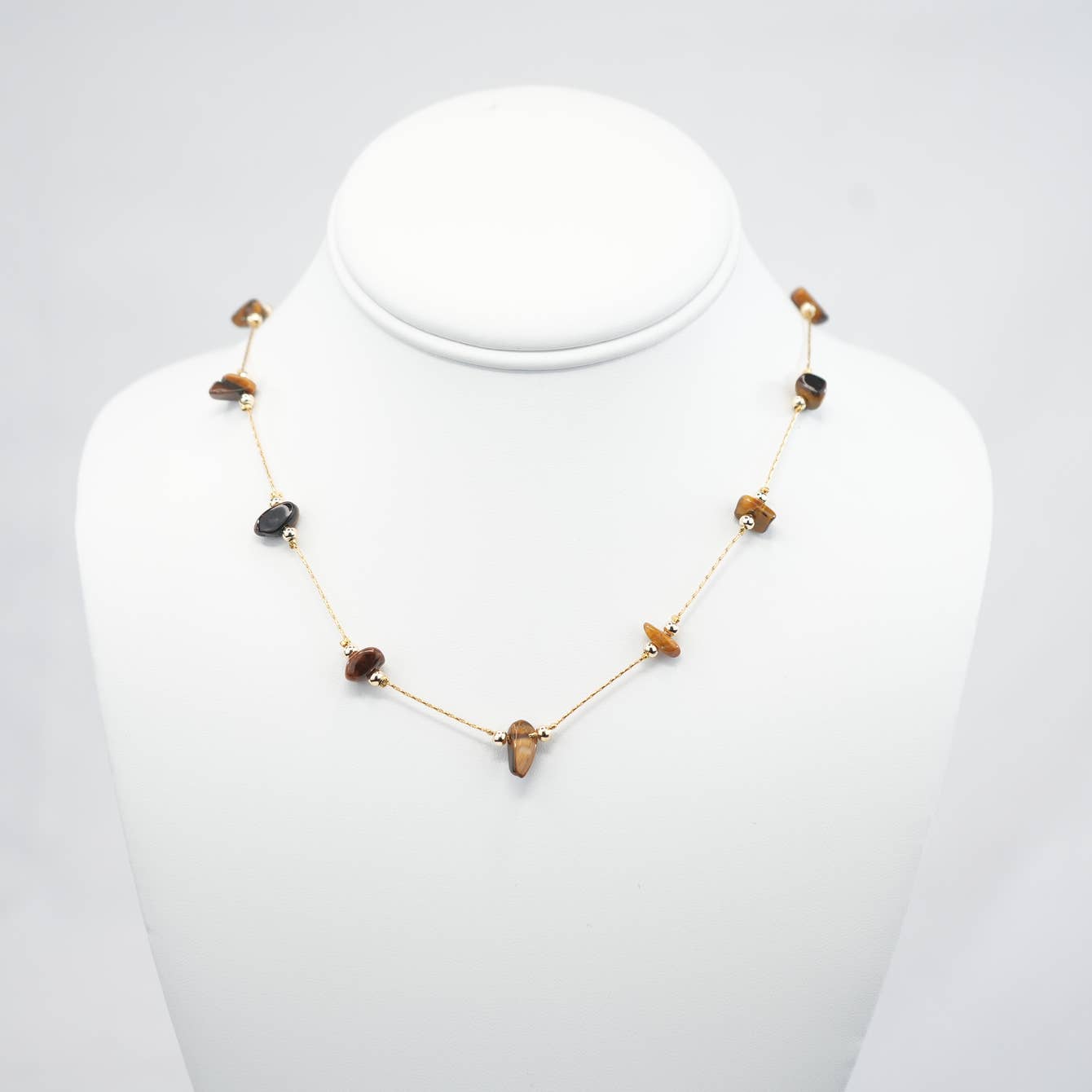 Handmade Necklace with Brown Natural Beads - 6 mm
