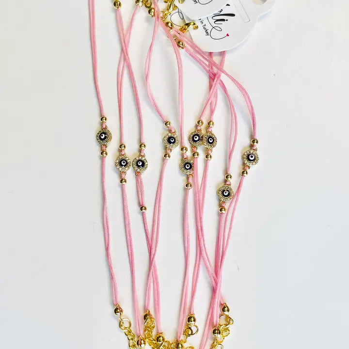 Evileye String CZ Stone Round  Bracelet