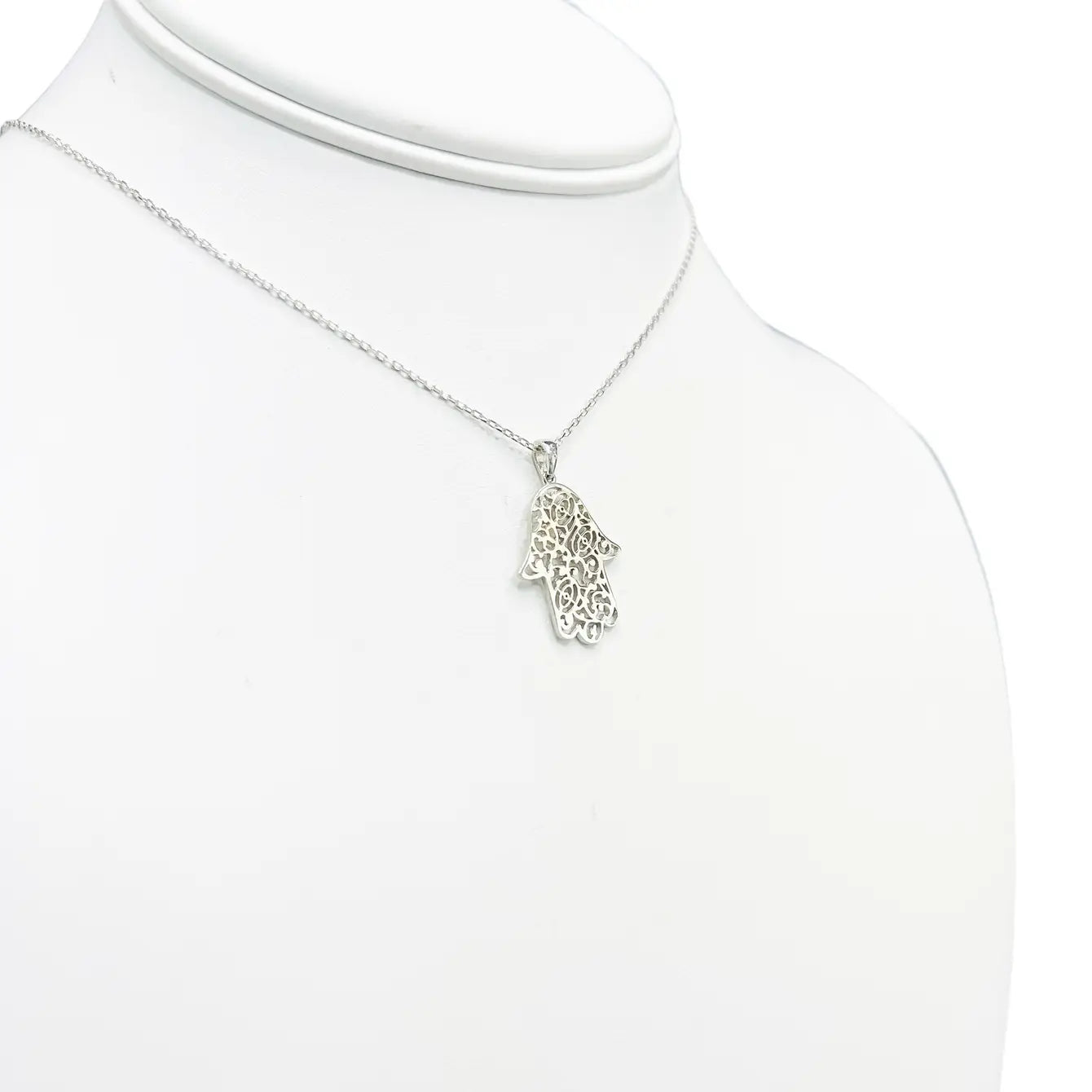925 Sterling Silver Gold Plated Patterned Hamsa Necklace