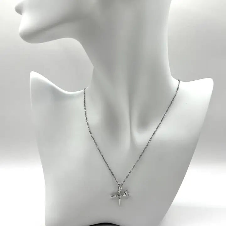 Dainty Cross Necklace | Zirconia Crystals | Gold-Plated