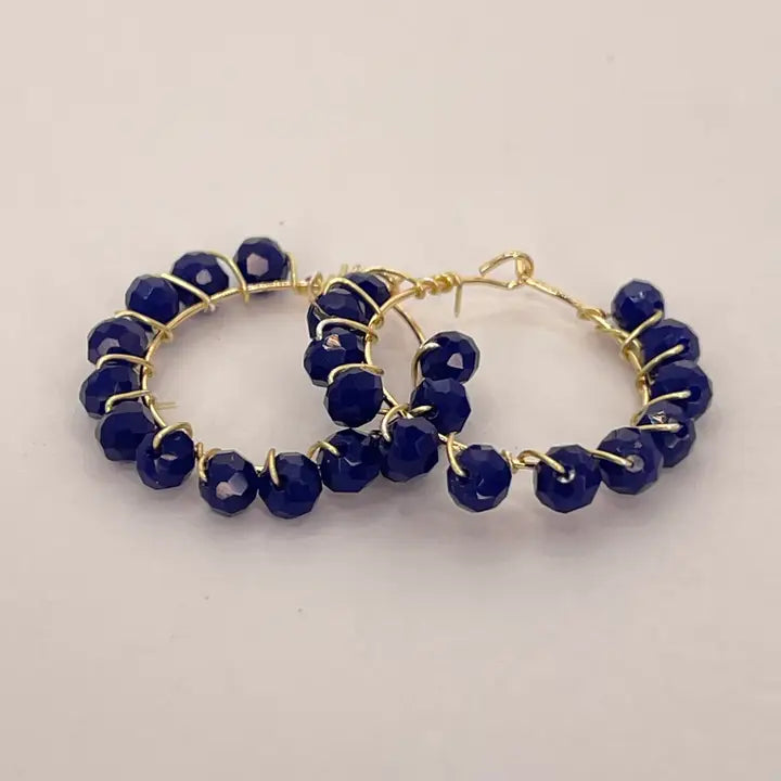 Crystal Wire Hoop Earrings – Bold Colors