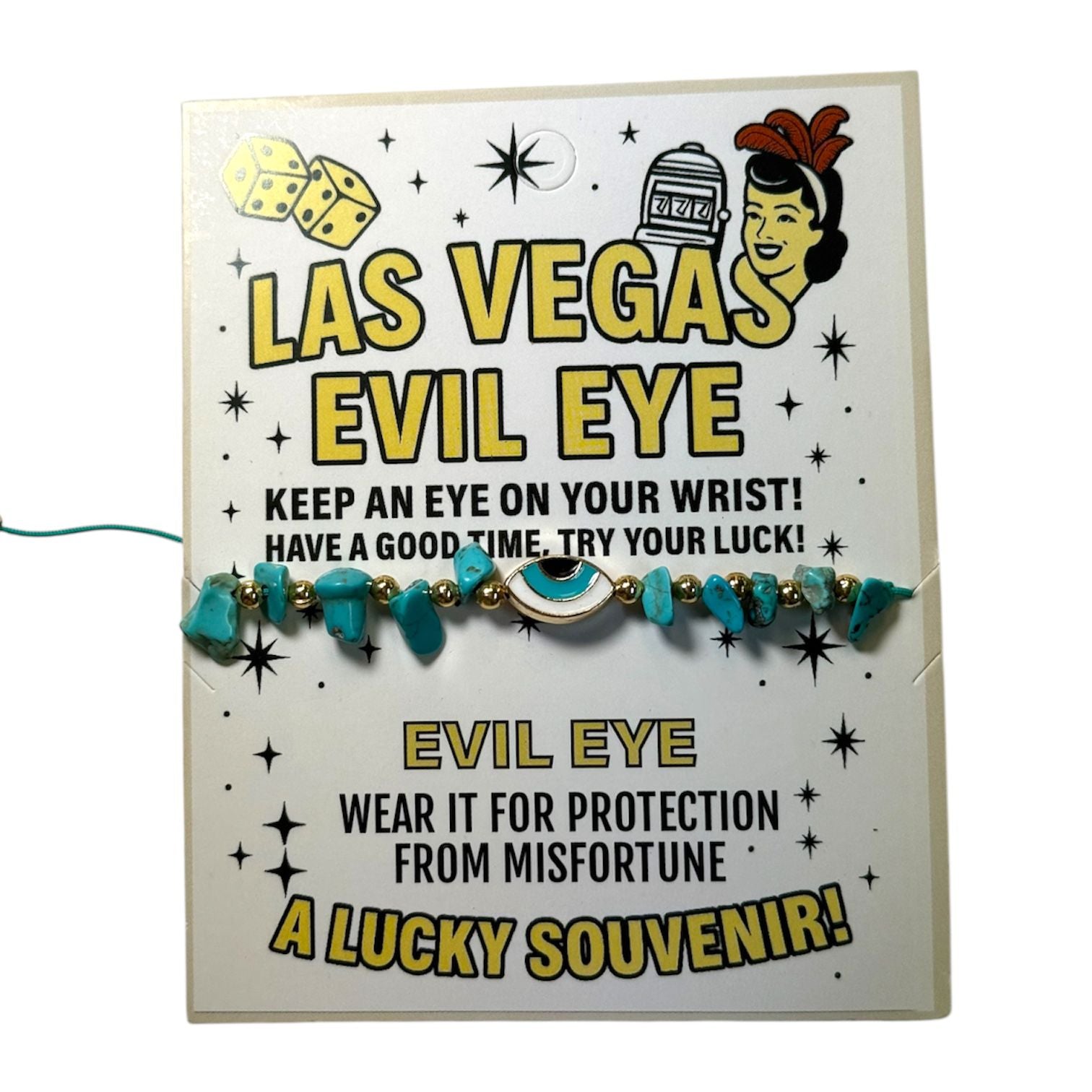 Vegas Evil Eye Bracelet – Natural Stone Options (Lapis, Turquoise, Agate)