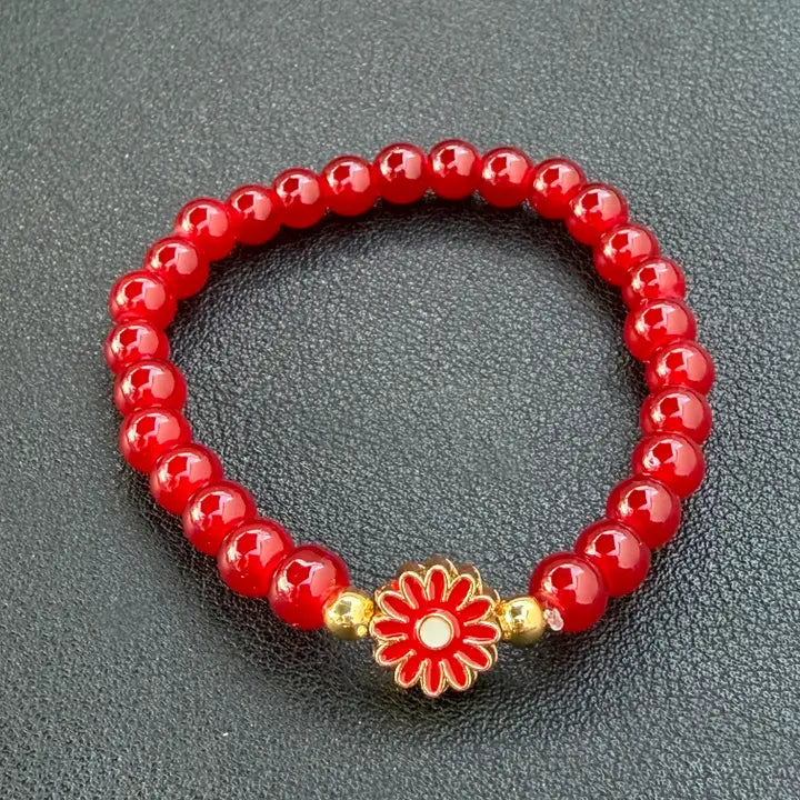 Stretchy Beaded Flower Charm Bracelets – Teen / Petite Fit 