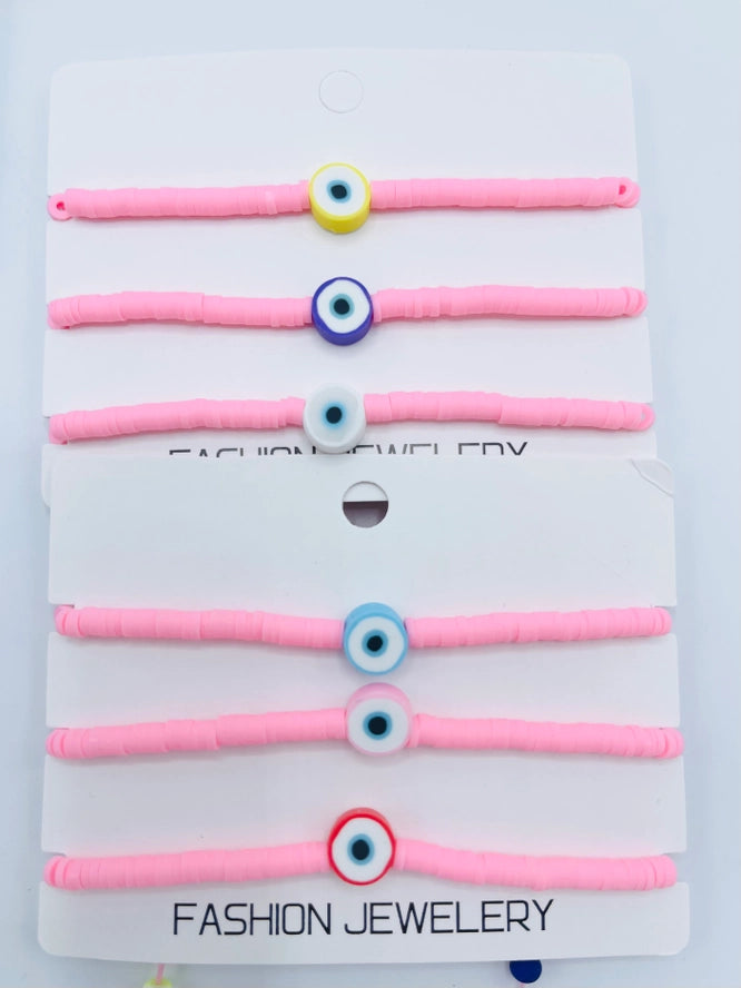 Boho - Evil Eye Heishi Disk Bracelet