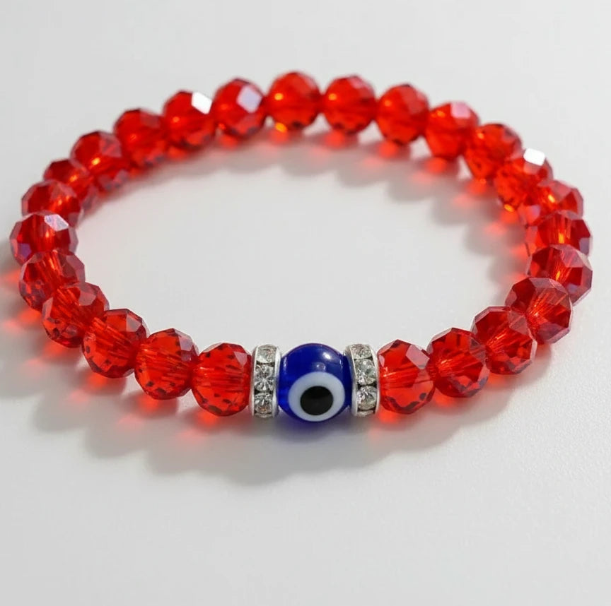 Stretchy Bracelet | 10 Color Mix Set | Evil Eye & Crystals