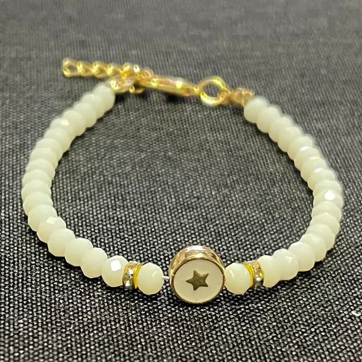 Crystal Beaded Bracelet with Star  Charm - 6 Color Options 