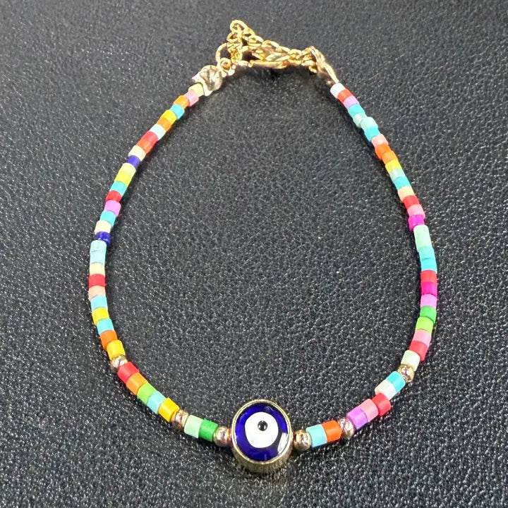 Crystal Beaded Evil Eye Bracelet, Cobra