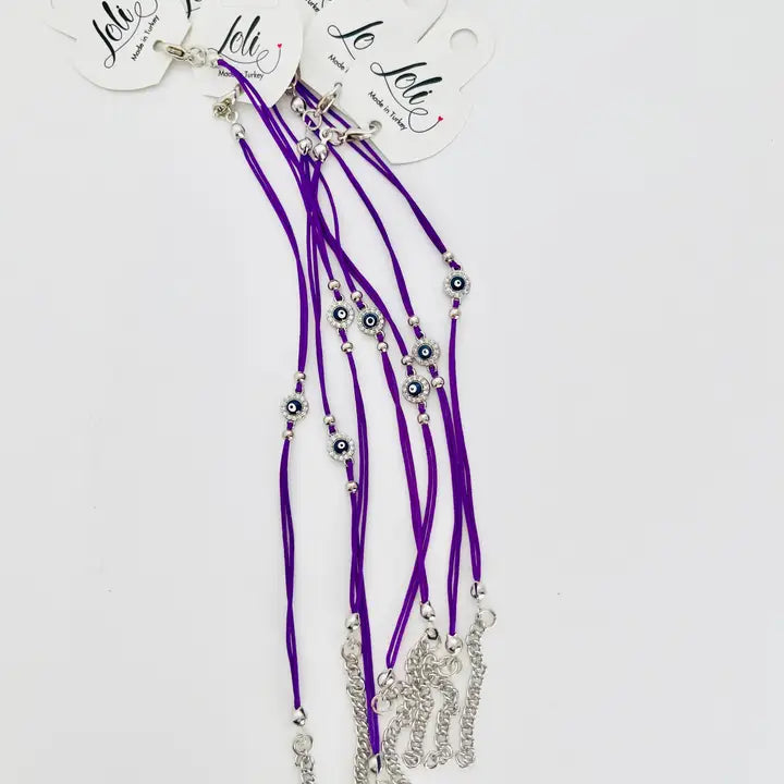 Evileye String CZ Stone Round  Bracelet