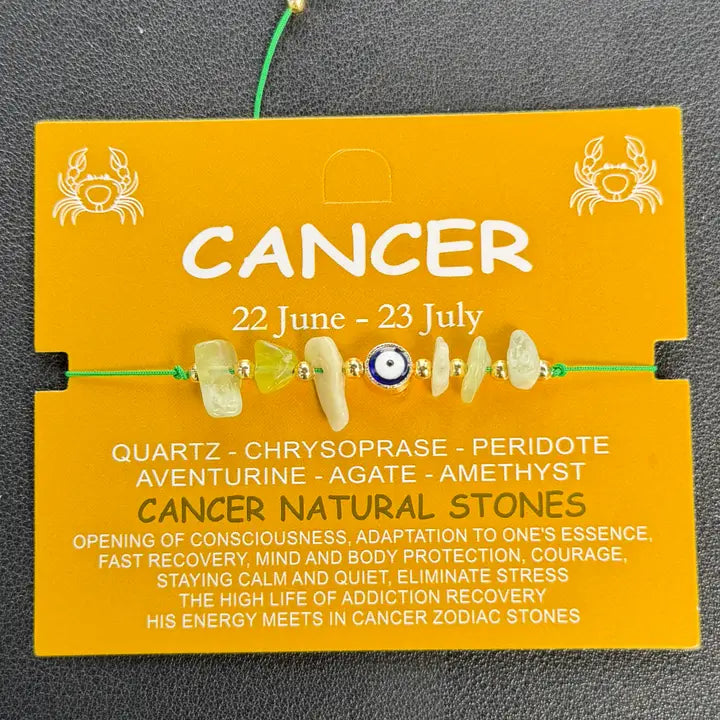 Card Bracelet | Zodiac Bracelet | Natural Stone Evil Eye