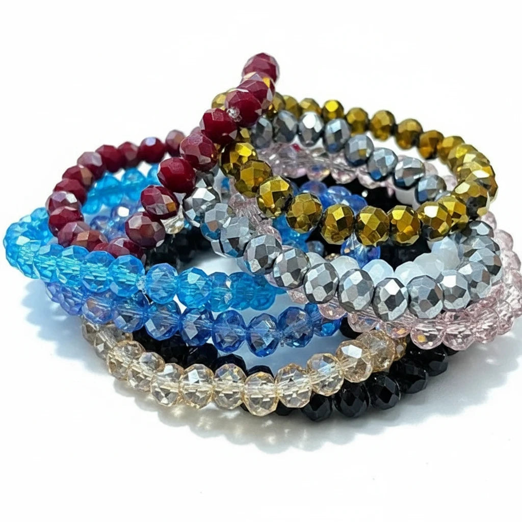 Stretchy Bracelet | 10 Color Mix Set | Large Crystal Stones