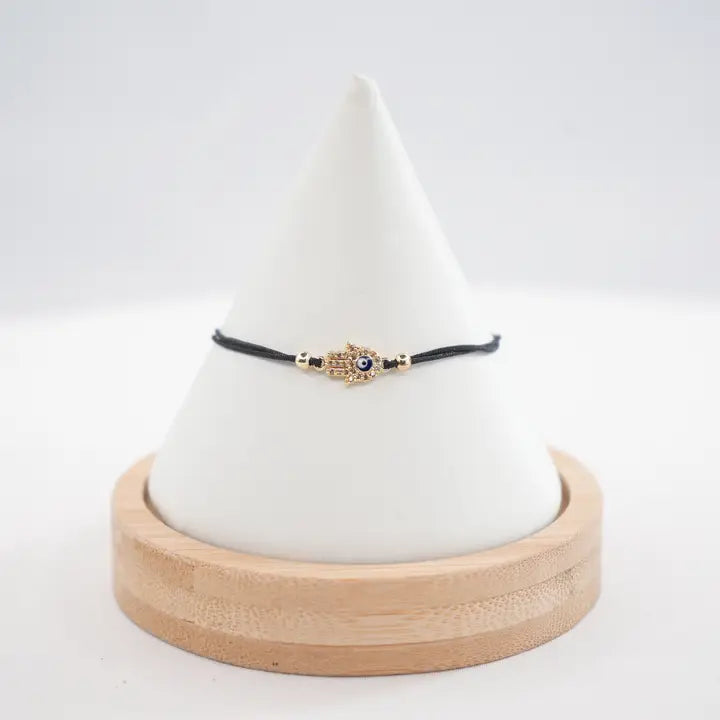 Hamsa Evil Eye String CZ Stone Evil Eye Bracelet