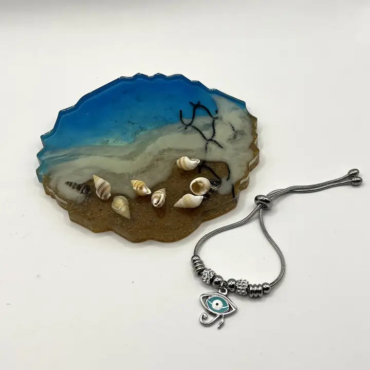 Oval Evil Eye Bracelet | Stainless Steel | Protective Charm