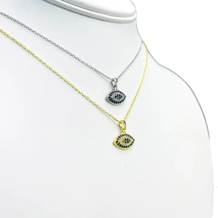 925 Sterling Silver Evil Eye Oval Necklace