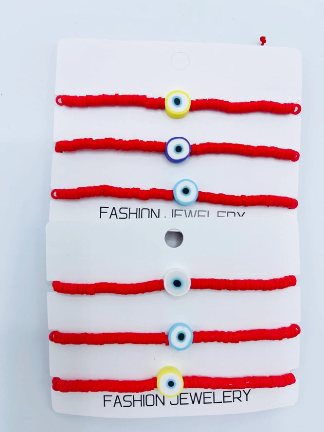 Boho - Evil Eye Heishi Disk Bracelet