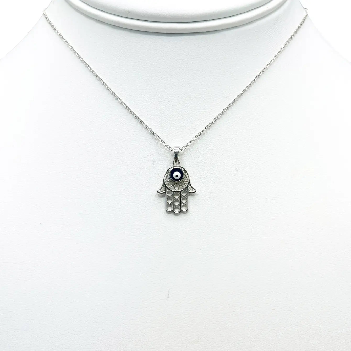 925 Sterling Silver Gold Plated Hamsa Evil Eye Necklace
