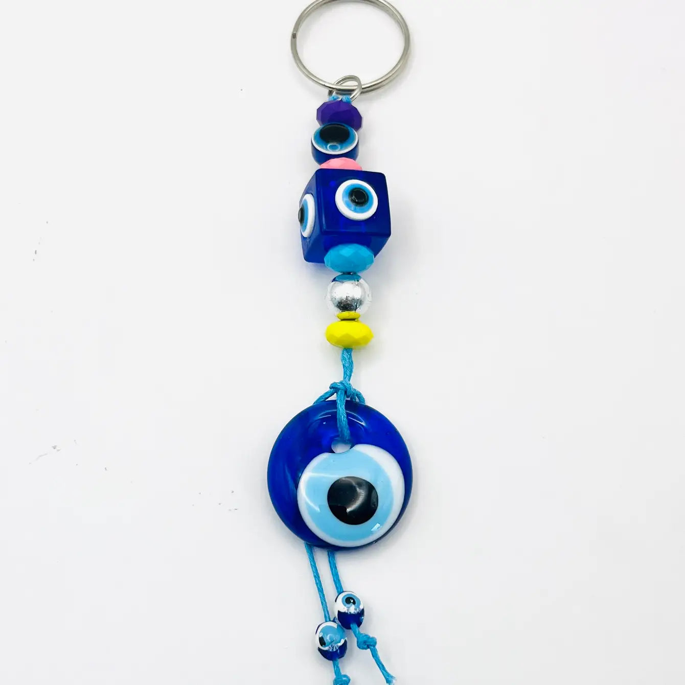 Handmade Cube Evil Eye Keychain