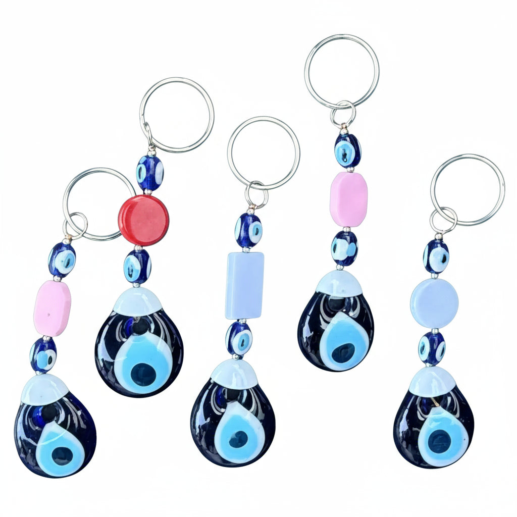 Colorful Beads Evil Eye Keychain - Handmade in Turkey