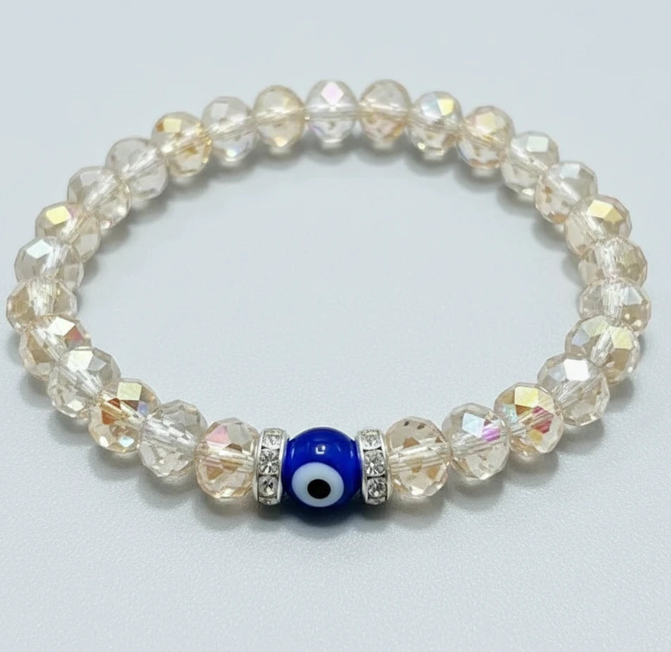 Stretchy Bracelet | 10 Color Mix Set | Evil Eye & Crystals
