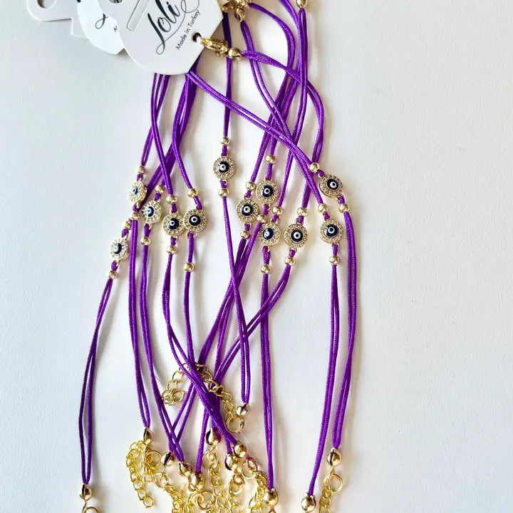 Evileye String CZ Stone Round  Bracelet